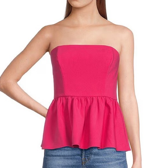 French Connection Whisper Strapless Peplum Top Size 12 - Picture 1 of 9
